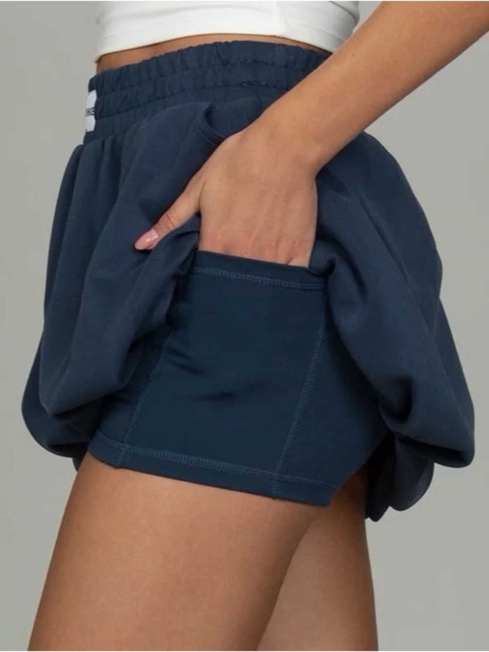 Gold Hinge LuxeSoft Bubble Skirt Navy NWT Size Medium - Picture 5 of 11